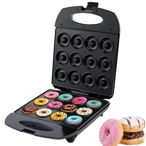 MinimáQuina Compacta para Hacer Dulces, 12 Agujeros, para Preparar Deliciosas Donas Y Cake Pops, Antiadherente, FáCil De Limpiar, para Mini Tartas Y Quiches, 1200 W