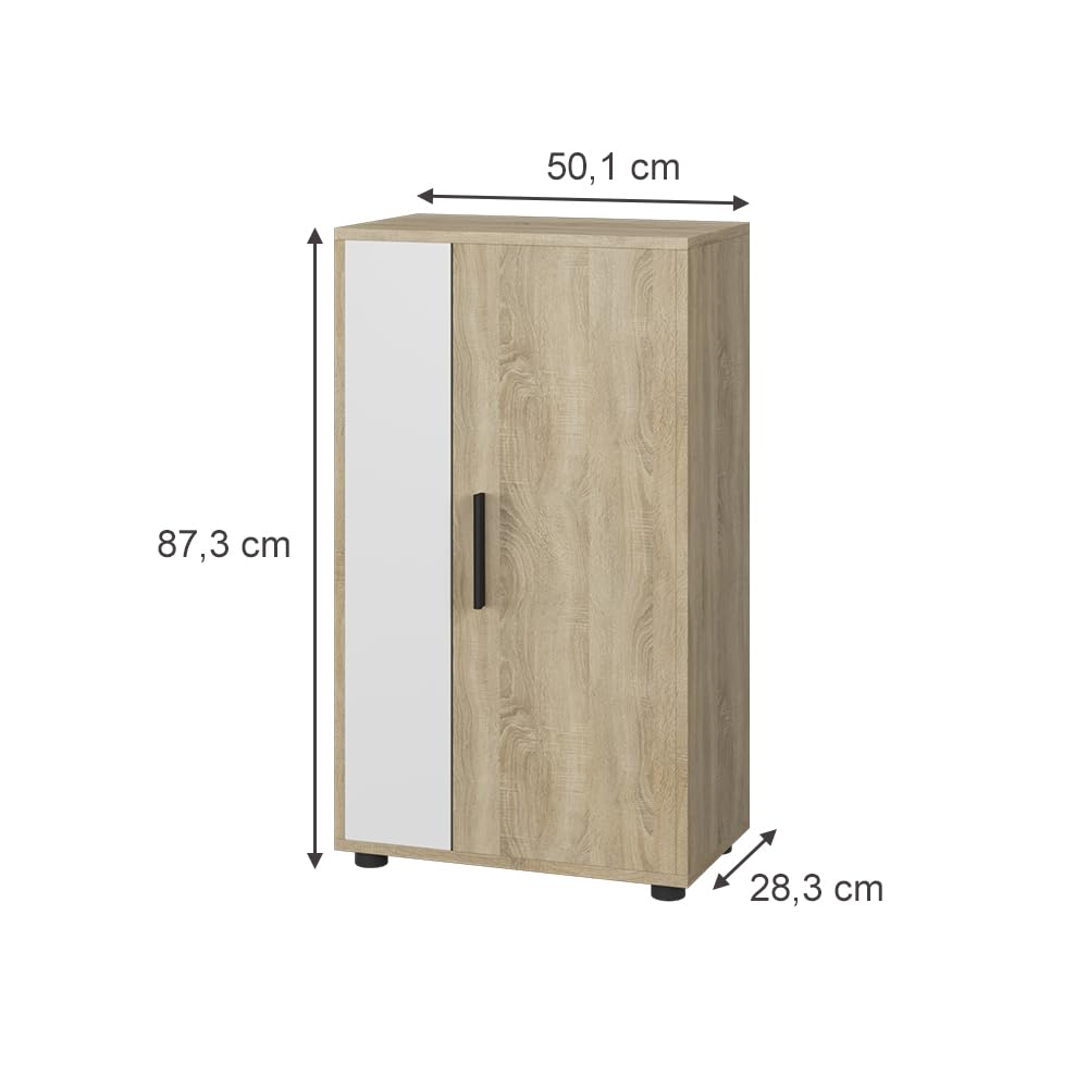 Vicco Cassettiera Berno, Sonoma/Bianco, 50.1 x 87.3 cm con 2 scomparti, adatto per riporre oggetti di vario tipo