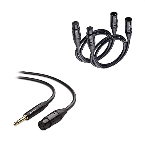 Cable Matters 2-Pack Premium XLR to XLR Microphone Cable 3 Feet & 1-Pack 6.35mm (1/4 Inch) TRS to XLR Cable (XLR to TRS Cable) Male to Female