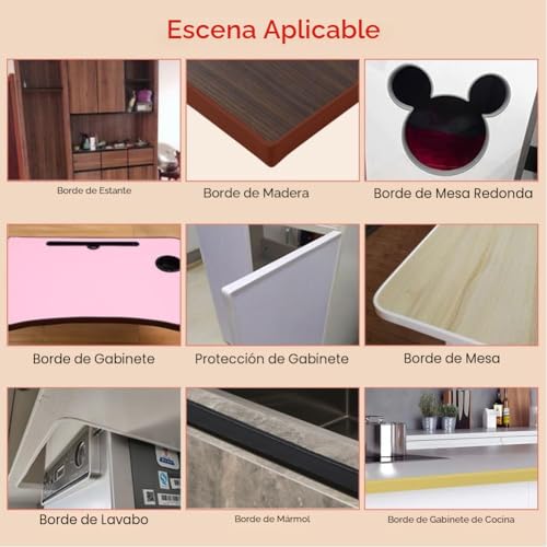Miniatura 7 de Flintronic Forma U Cinta De Madera Cantos, 5m 16mm Tpe Protector Borde De Muebles, Cantoneras Cubrecantos Autoadhesiva, Proteccion Para Mesas Y Muebles, Puertas De Automóviles. Blanco