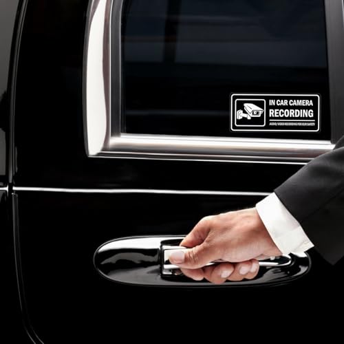Image of 4Pcs for Car in Car Camera Recording Sign for car, Audio Video Recording Window Vinyl Sticker Self-Adhesive Security Warning Sign Removable for Car Vehicle -5.9 x 2.5 Inch