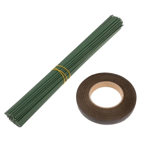 Beatifufu 1Set DIY Floral Stem Wires Kit Artificial Flower Stems with Tape Lightweight Wire Supports for Bouquets Arrangements and Crafts for Weddings and Home