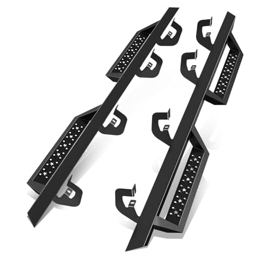 2.75 Inches Drop Down Style Side Step Nerf Bar Running Boards Compatible with Silverado Sierra Crew Cab 07-19, Aluminum, Black Powder Coated