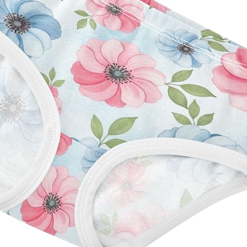 Flower Girls Underwear Toddler 2t Cotton Panties Little Girl Watercolor Flowers Pink Blue Leaves Briefs Undies Kids4