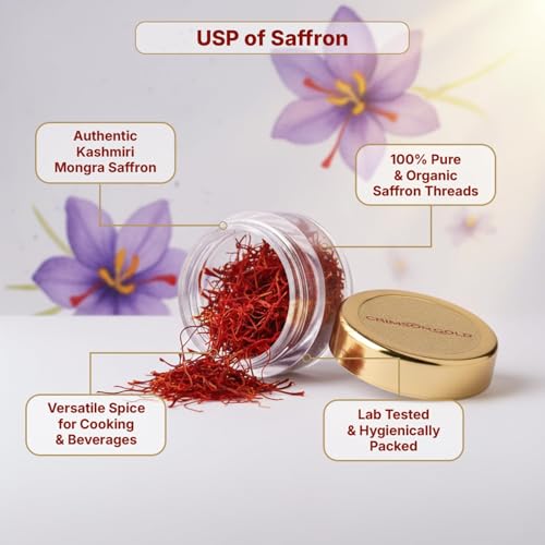 Image of Crimson Gold Kashmiri Mongra Saffron, 0.5g | Pure Kesar (Grade-1) for Rich Aroma & Colour | 100% Natural & Handpicked Saffron Original | ISO 3632 Tested | No Additives | Pack of 1