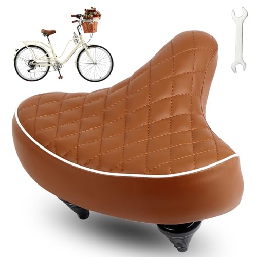 Selle de vélo confortable - Selle de ville de qualité supérieure avec cuir PU, mousse à mémoire de forme et outils - Pour vélo de ville, vélo de...