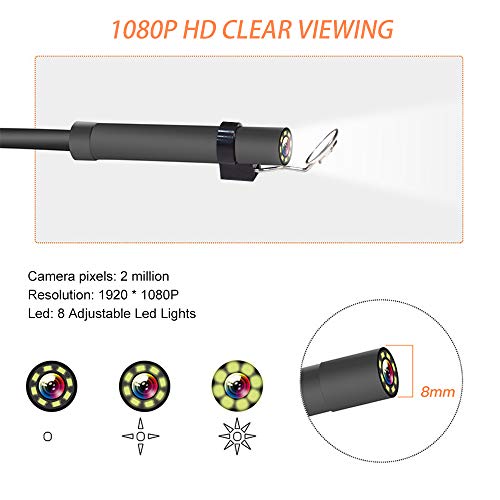 Endoskopkamera mit Licht Fasttobuy 1080P HD Endoskop mit 4,3 Zoll IPS Bildschirm, Inspektionskamera mit 8 Einstellbare… – Bild 5
