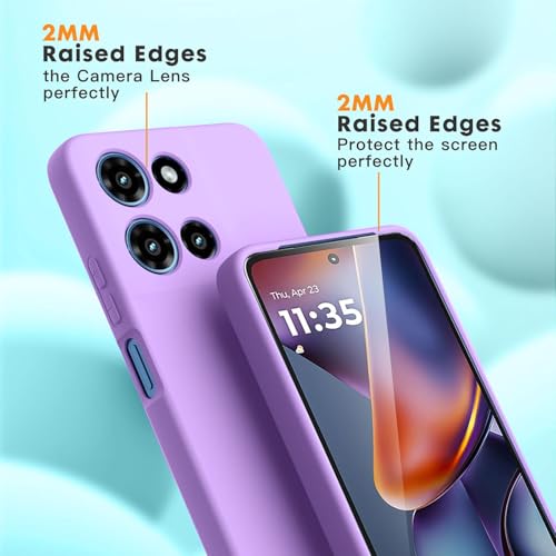 Image of DIZORO Microfiber Candy Case for Motorola Edge 60 Pro 5G Smooth Touch Cushion Liquid Soft Silicone Gel Rubber Phone Cases Non-Slip Full Body Protective Shockproof Back Cover - Lilac