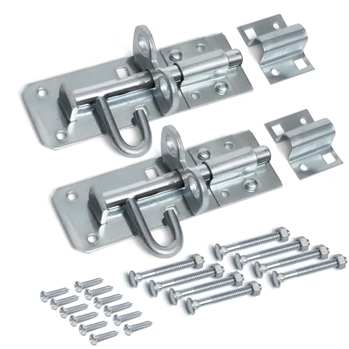 ZAVIA Brenton Bolt Door Lock - 2 Pack 100mm (4”) Sliding Padbolt with Zinc Plated Galvanised Finish - Gate Bolts for Wooden Gates, Garden, Wooden & Garage Shed Door Lock | Strong Anti Rust Gate Lock