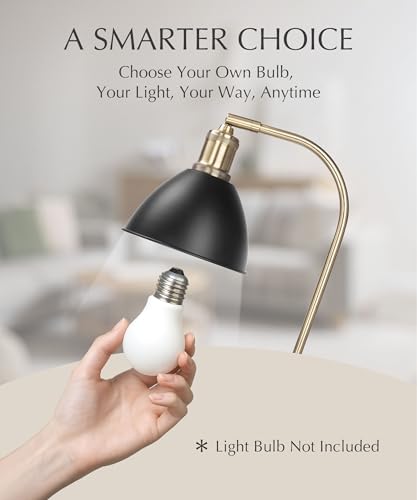 Image of HarvestLand Halo Desk Lamp, Reading Lamp for Home Office, Black | 345 adjustable desk lamp with solid metal base for bedside table, reading, and office use.