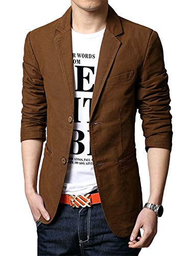 Itemnew Man's Basic Notched Lapel Collar 2 Button Lightweight Casual Blazer Jacket
