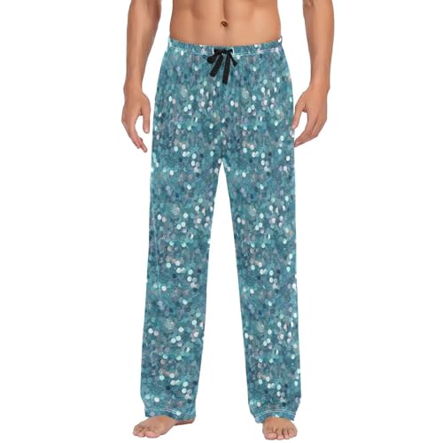 Men’s Glitter Pattern Pajama Pants with Pockets, Comfortable Lounge Sleep Bottoms#613
