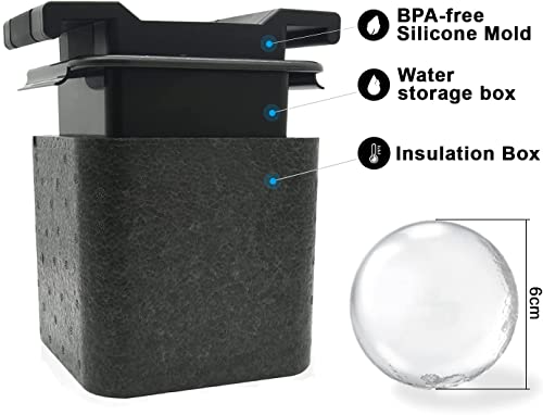 Image of KARP Crystal Clear Ice Ball Maker, 4 Cavity Large Clear Ice Balls Form, Round Ice Sphere Trays for Whiskey, Cocktail, Brandy, Bourbon (6 Cm)