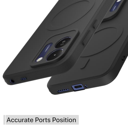 Image of Outlouders Back Cover for Poco M8x 5G | Soft Matte Silicone | Slim Fit | Magnetic-Safe Logo Design (Magnetic-Safe Not Compatible) | Shockproof | Camera Protection Bumper Case (Black)