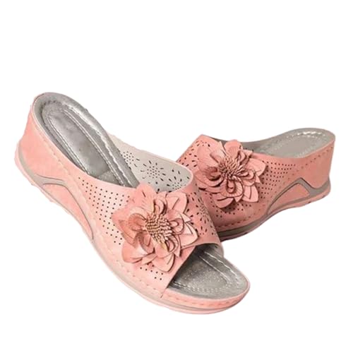 Sandales compensées orthopédiques FGRID roses en taille 42 pour femme