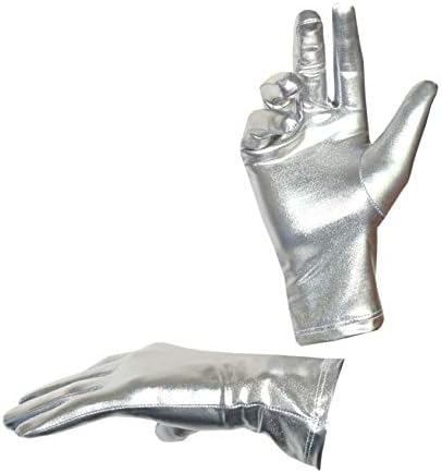 Seeksmile Adult Unisex Shiny Metallic Spandex Gloves Halloween Cosplay Costume Hand Accessories