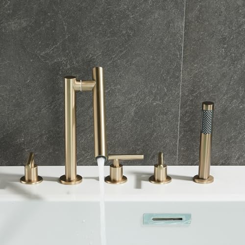 Ensemble de pommeau de douche or brossé pour baignoire encastrée sur plan