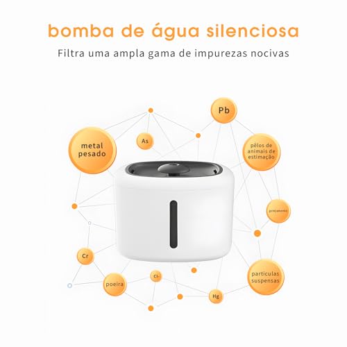 Bebedouro Fonte de água para gatos, Bebedouro gato, Com Filtro Quádruplo, Silencioso, 2,5L