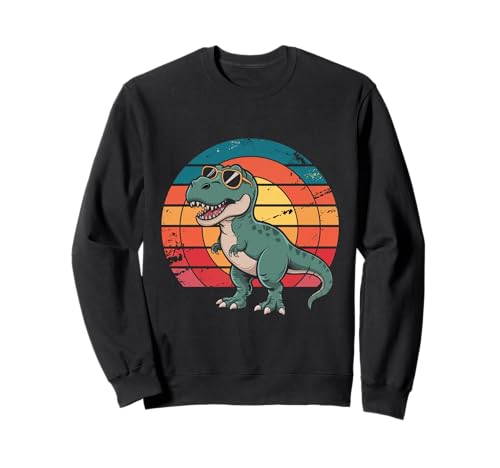 Divertido gráfico retro de dinosaurio T-Rex para niños y adultos Sudadera