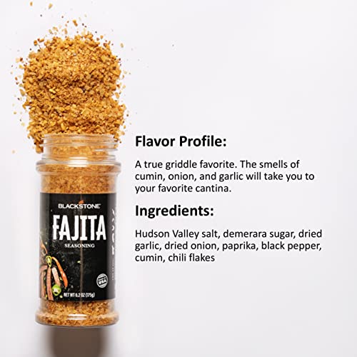 Image of Blackstone 4230 Fajita Powder for Veggies,Chicken,Beef,Poultry,Steaks,Fries-Authentic Mexican Taste with Paprika,Cumin,and Garlic,All-Purpose Griddle Seasoning Mix,6.2 Oz,Multicolored (Pack of 6)
