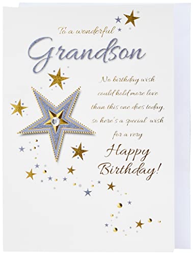 Piccadilly Greetings Piccadilly Greetings Traditional Birthday Card Grandson Green 9 x 6 inches