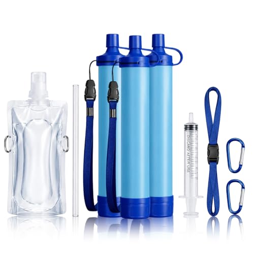 Hydra X1 Water Filter Portable Water Filter Straw Emergency Survival Filtration System Lightweight Personal Water Purifier Includes 480ml Reservoir & Tube for Hiking Camping Travel (3)