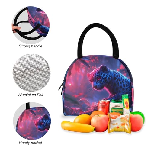 Backpack Lunch Bag Set Night Leopard Print, Big Storage Travel Backpacks with Insulated Lunch Box for Office Hiking Picnic4