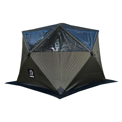 CAMVIL（ケムビル）テントサウナ 簡単設営 １～４人用 取り外し可能な窓 キルティング生地 煙突穴付き 幅220cm✕奥行220cm✕高さ185cm 取り外し可能な複層窓