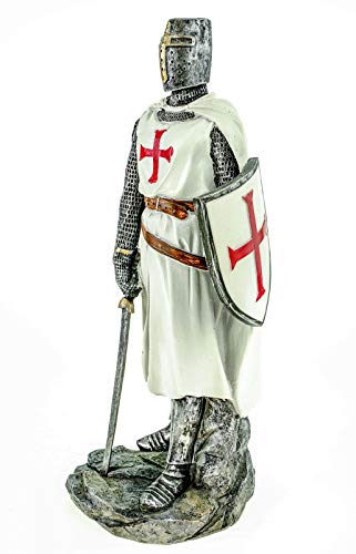 Joh. Vogler GmbH Deutscher Tempelritter mit Schwert und Schild weiß rot 30 cm Figur Templer Ritter Deko Skulptur – Bild 3