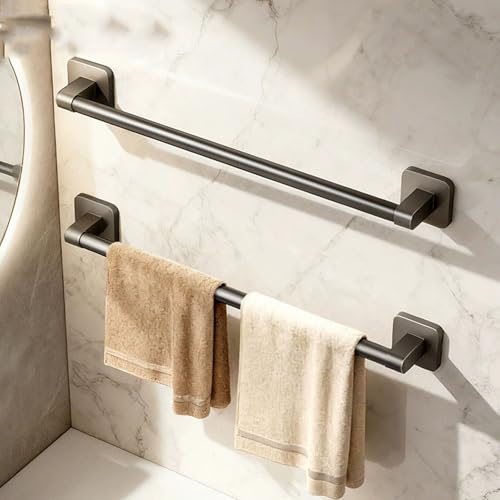 Support mural porte-serviettes auto-adhésif blanc 70cm pour douche - 3