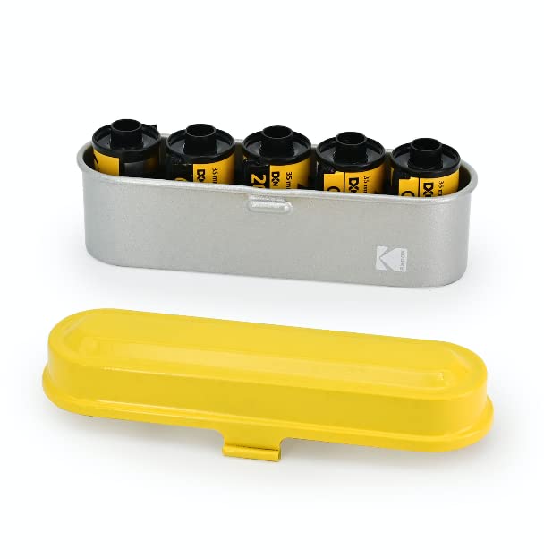 Estuche para película KODAK - para 5 rollos de película de 35 mm - estuche compacto retro de acero para ordenar y proteger rollos de película (Amarillo) (la película no está incluida) miniatura 1