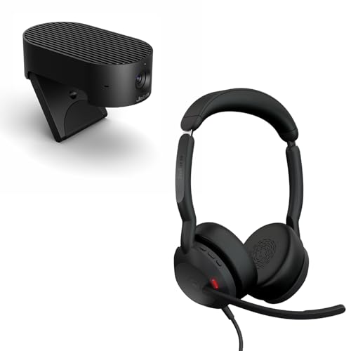 Jabra Evolve2 50 Cuffie Stereo, Ottimizzato per Microsoft Teams PanaCast 20 Webcam, IA integrata (pack)