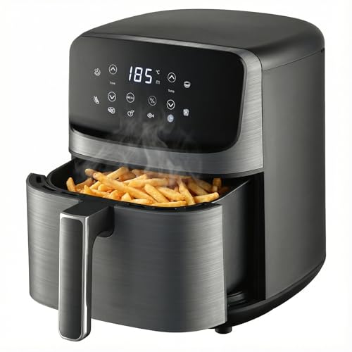 azorex Freidora de Aire sin Aceite de 6 L, Air Fryer Caliente, 8 Programas, Pantalla Digital, Temperatura Ajustable 80-200°C, Temporizador 60 min, Fácil de Limpiar (6 L)