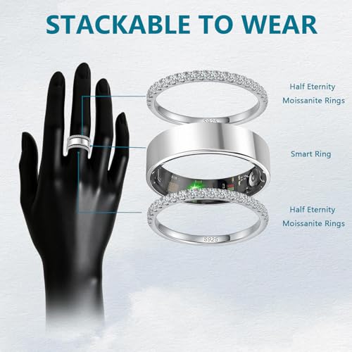 Sterling Silver Half Eternity Moissanite Wedding Bands for Women - image 4