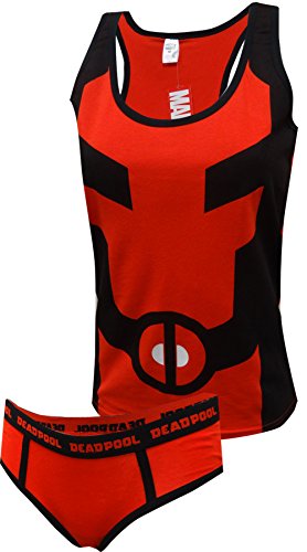MJC Womens Marvel Comics Deadpool Tank & Hipster Panty Set (Medium)