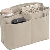 バッグインバッグ インナーバッグ 【底まで仕切り・非フェルト製・毛玉防止】 ばっくいんばっく軽量レディース トートバッグ用 バックインバック 小さめ 大きめ バッグ 仕切り 2サイズ・4色展開 (アイボリー, M)