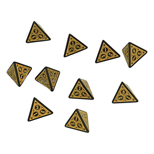 Dice Set, 10Pcs Dnd Window Lattice Carved Rpg Dice Vintage For Board Game(4 Sides) #TOP13