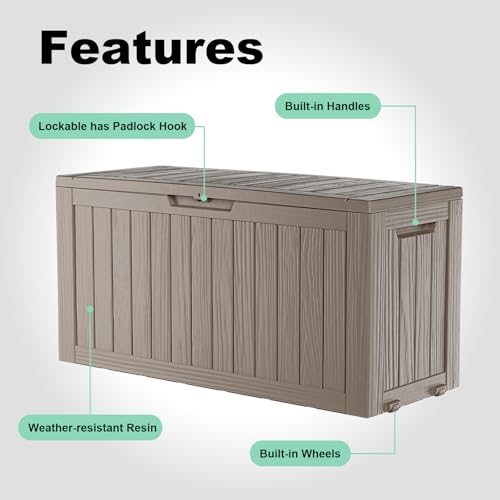 Image of 75 Gallon Waterproof Resin Deck Box, UV Resistant Outdoor Storage for Garden, Patio, Porch, Delivery(Grey,75 Gallon)