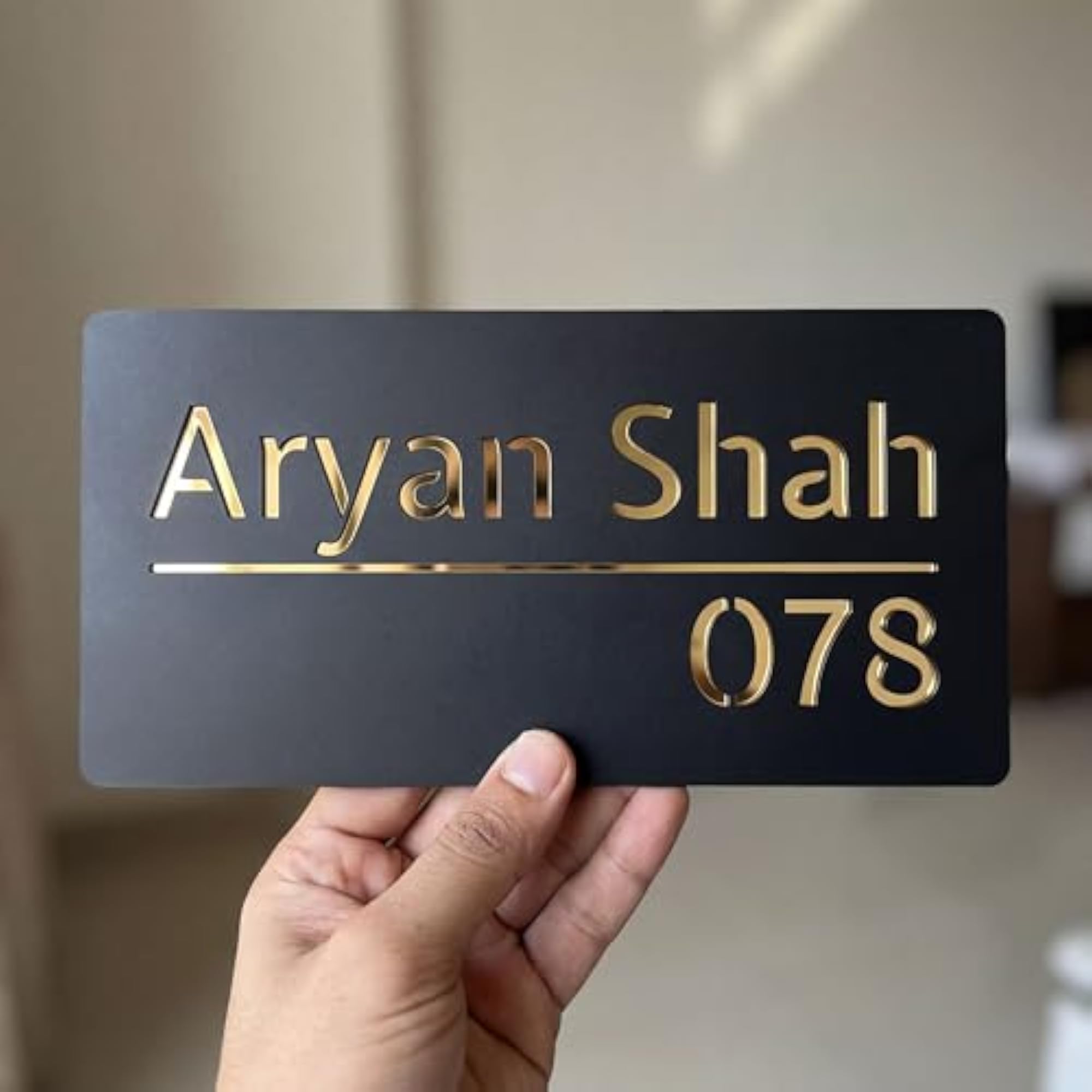 Personalized Acrylic House Entrance Plate with Mirror Letters