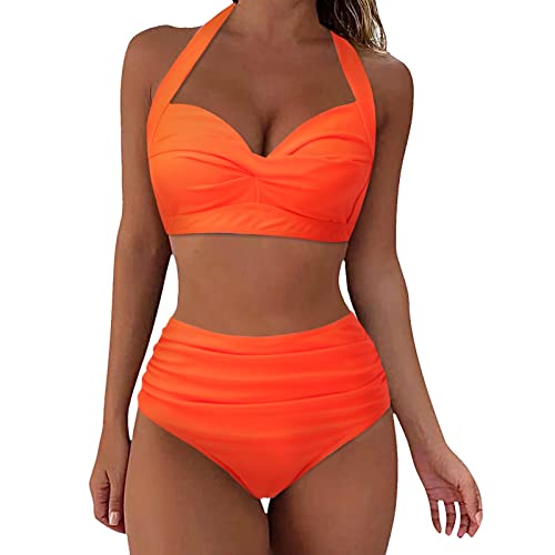 Maillot de bain 2 pieces pour femme avec bikini taille haute imprime chic
