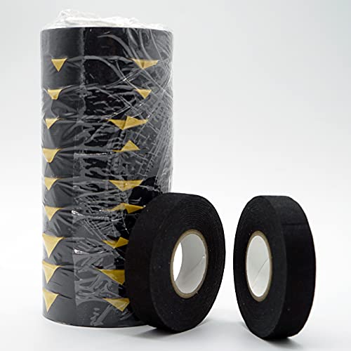 SANKEMU 10 Rolls Wire Harness Tape, 3/4 inch x 49 Feet Adhesive Fabric Tape,High Temp Wiring Loom Self-Adhesive Felt Cloth Electrical Tape for Automotive Engine