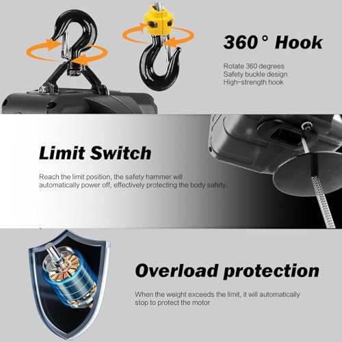 Vopepzg 3-IN-1 ELECTRIC HOIST WINCH 1100 LBS 3 In 1 1100Lbs Electric Hoist Winch，120 Volt 1500W Portable Electric Winch thumb #6