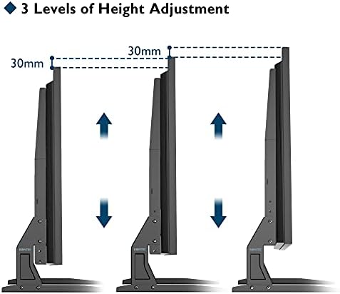 BONTEC Universal Table Top TV Stand Pedestal for 22-65 inch LCD/ LED/ OLED/ Plasma TVs, Replacement TV Stand Legs for Screen Monitor Riser, Securely Holds 50KG & Max.VESA 800x400mm