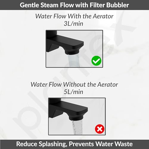 Image of Plantex Single Lever Water Tap for Bathroom with Water-Saving Aerator /Wall Mount Bib Cock with Wall Flange and Teflon Tape /Brass Spindle Bib Tap for Home (Saga-Black)