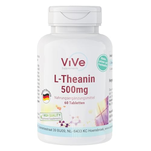 L-Theanin 500mg Tabletten - 60 Tabletten - Hochdosiert - Vegan | Qualität aus Deutschland von ViVe Supplements