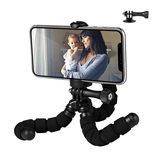 Handy Stativ Flexibel Smartphone Stativ mit Bluetooth Fernauslöser und Handy Halterung Kamera Stativ für iPhone,Samsung, Huawei, Sony, Gopro