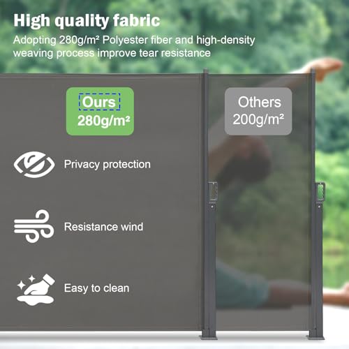 Canopee 9W2-2 Manual Retractable Side Awning – Durable, Uv-Resistant, Waterproof Privacy Screen Outdoor Sunshade Shelter thumb #4