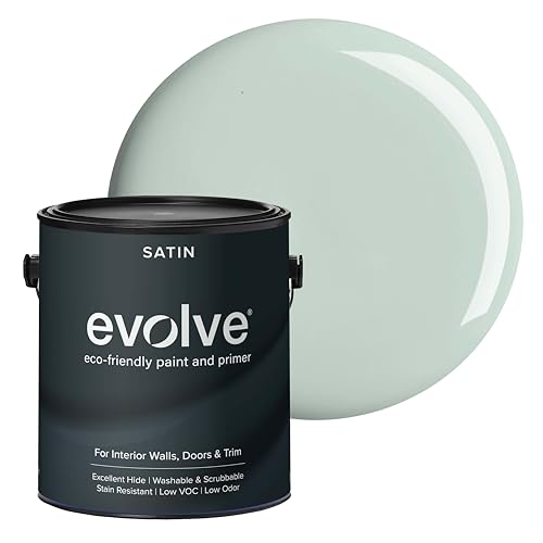 Evolve Interior Paint & Primer, Four Sheens, 1-Gallon & 5-Gallon, Designer Curated Color Palette – One-Coat Coverage, Excellent Hide, Low VOC, Low Odor, Washable Paint for Walls, Ceilings & Trim - Satin Sheen (Greenhouse, 1 Gallon)