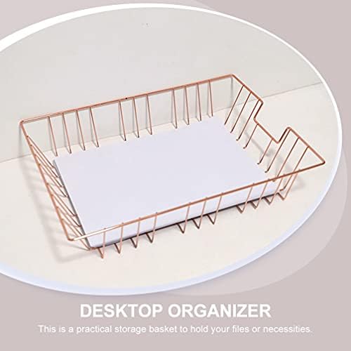 Cabilock Wire Storage Baskets Iron Storage Basket Organizer Baskets A4 Paper Storage Basket Office Desktop Organizer for Sundry Book Magazine File Bathroom