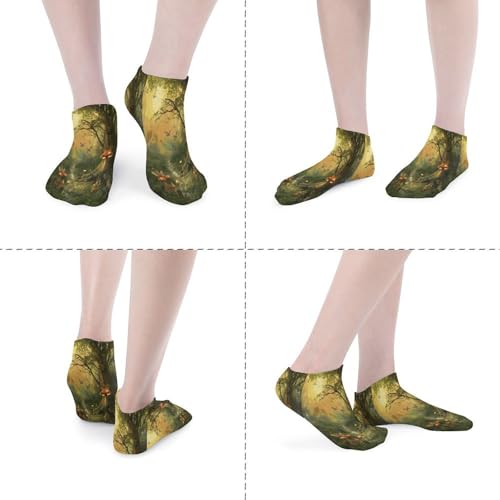 5 Pairs Unisex Adult Ankle Socks,Forest with Fairies Butterflies Elvesprinted Soft And Breathable Low Cut Socks for All Seasons Daily Wear One Size4